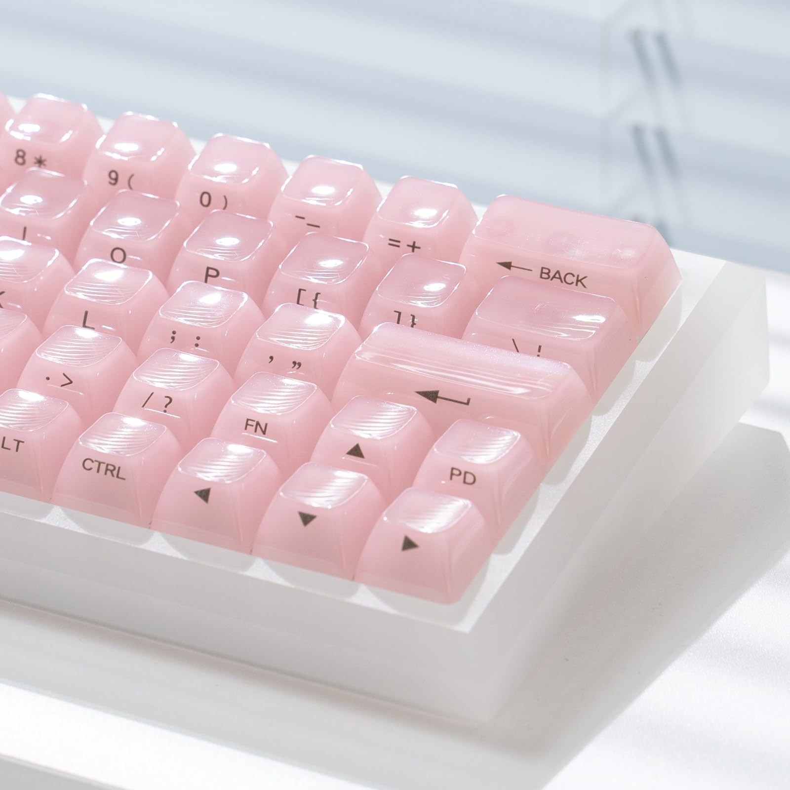 115 Keys Crystal Transparent Keycaps Pink PC MDA Profile Custom Fits Cherry MX