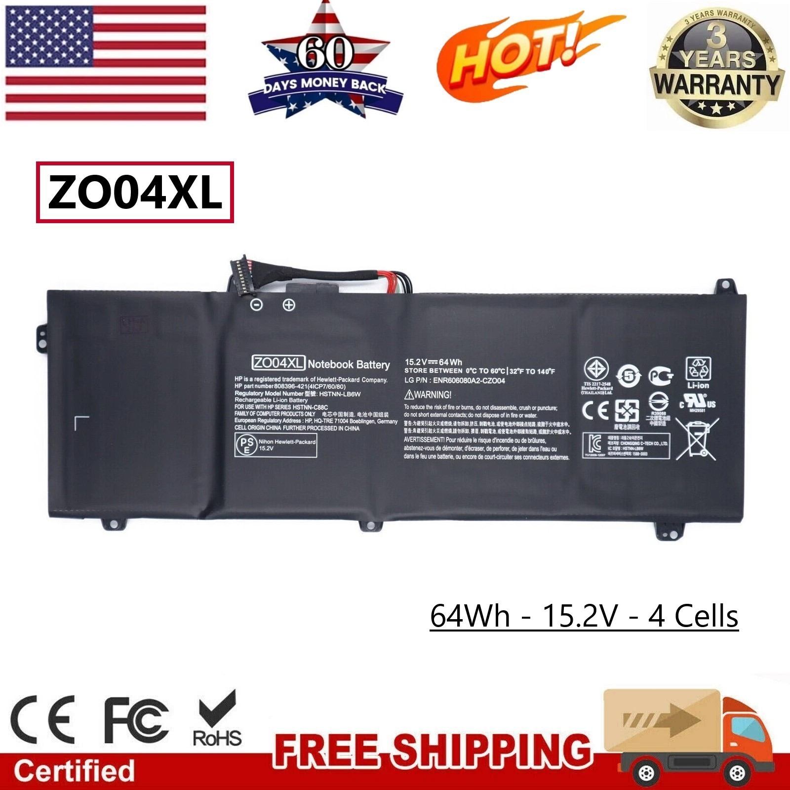 ZO04 ZO04XL Battery for HP ZBook Studio G3 HSTNN-CS8C 808396-421 808450-001 US