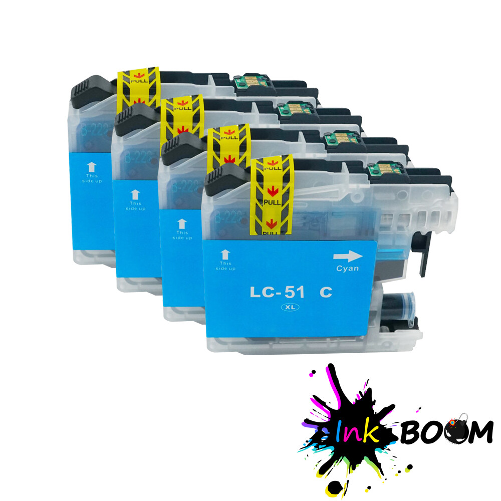 4 Cyan Ink Cartridges fits Brother LC51 FAX-1560 MFC-845CW DCP-330C DCP-560CN