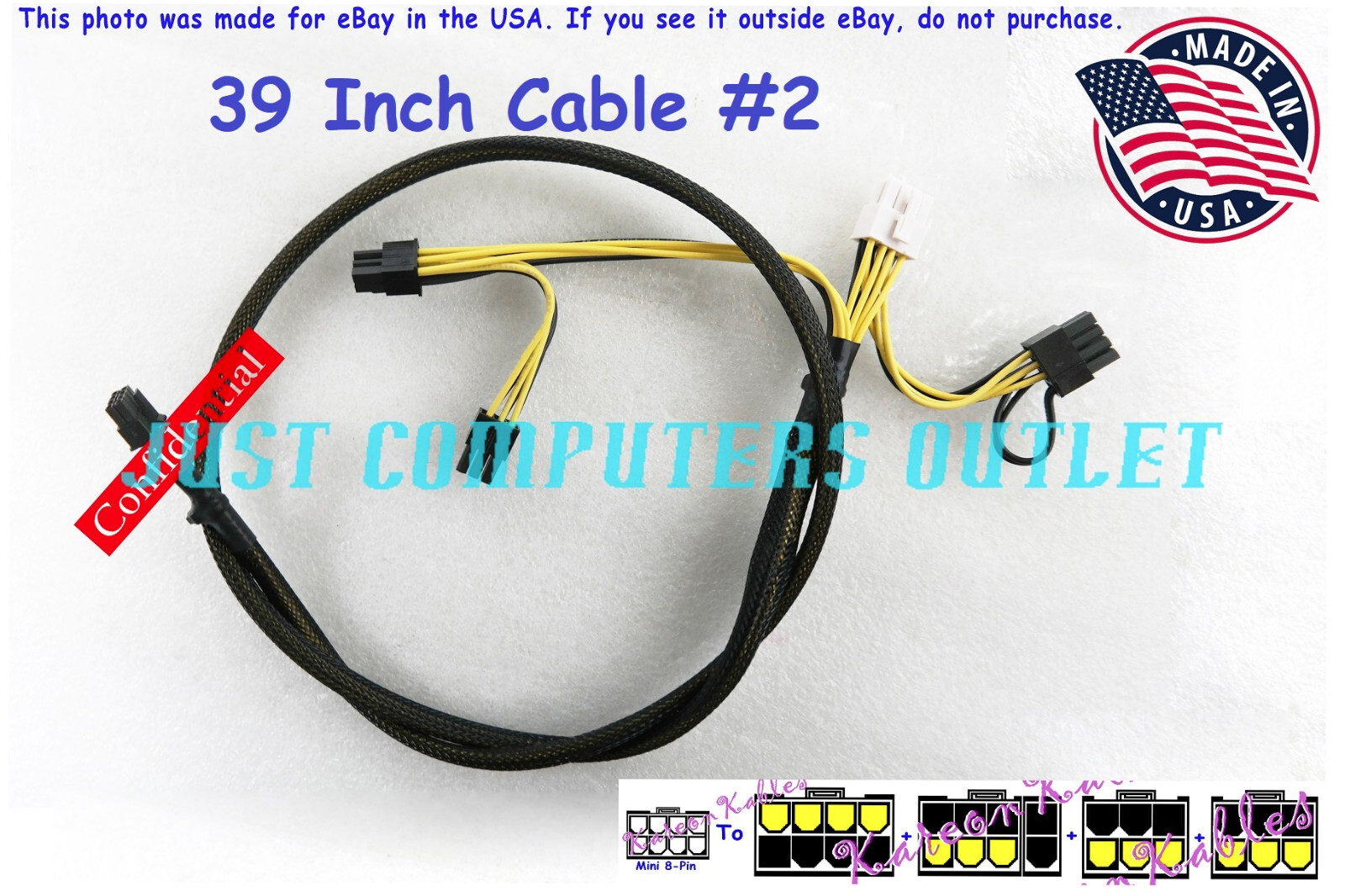 🔥 39" & 12" HPE ML350 Gen10 GPU External Power Cables 877628-B21 Two Cable Kit