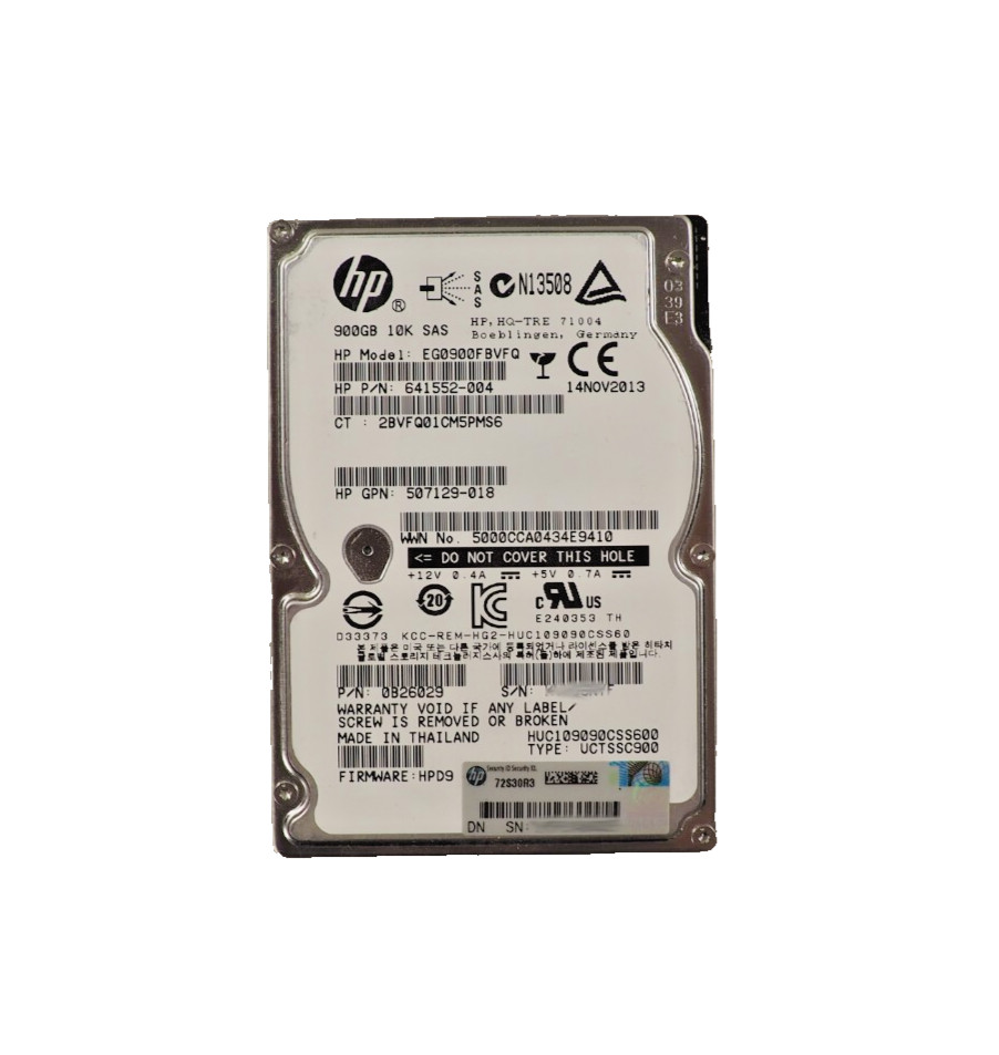 HP 0B26029 EG0900FBVFQ 641552-004 900GB 2.5" SAS 10K Hard Drive Disk HDD