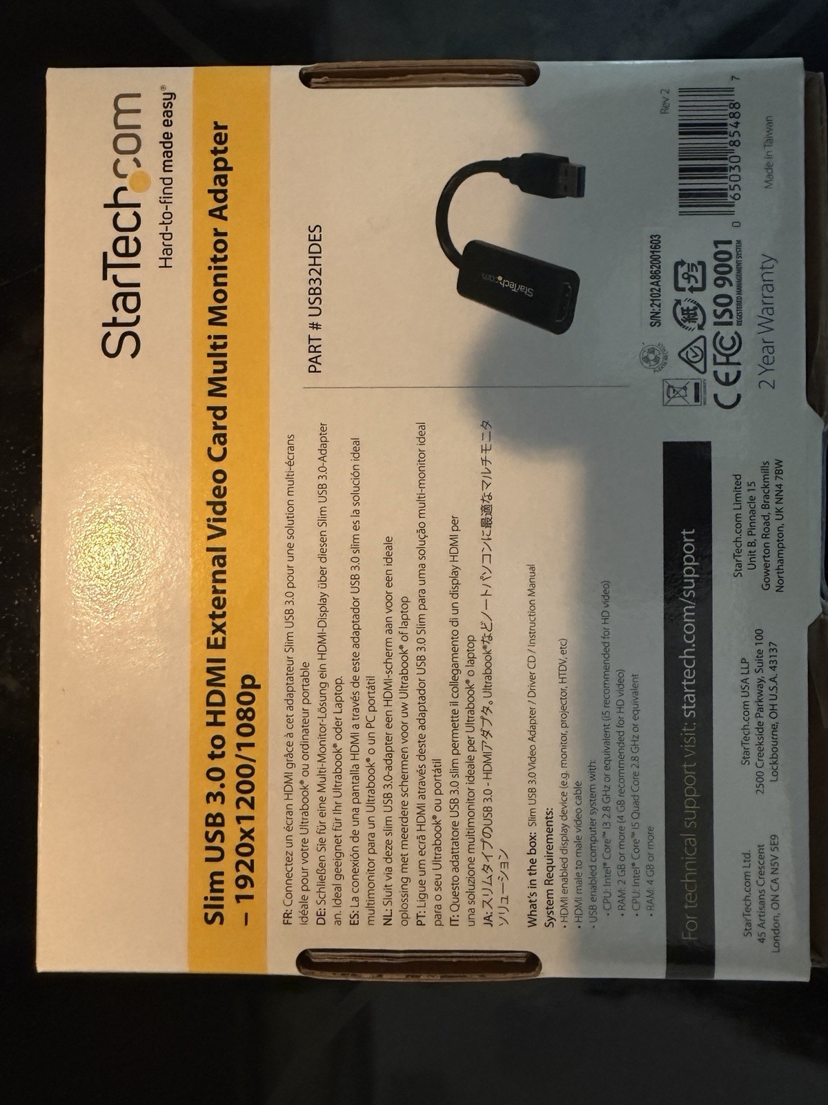 StarTech USB32HD4K USB 3.0 to HDMI External Video Display Adapter 4K NEW NIB