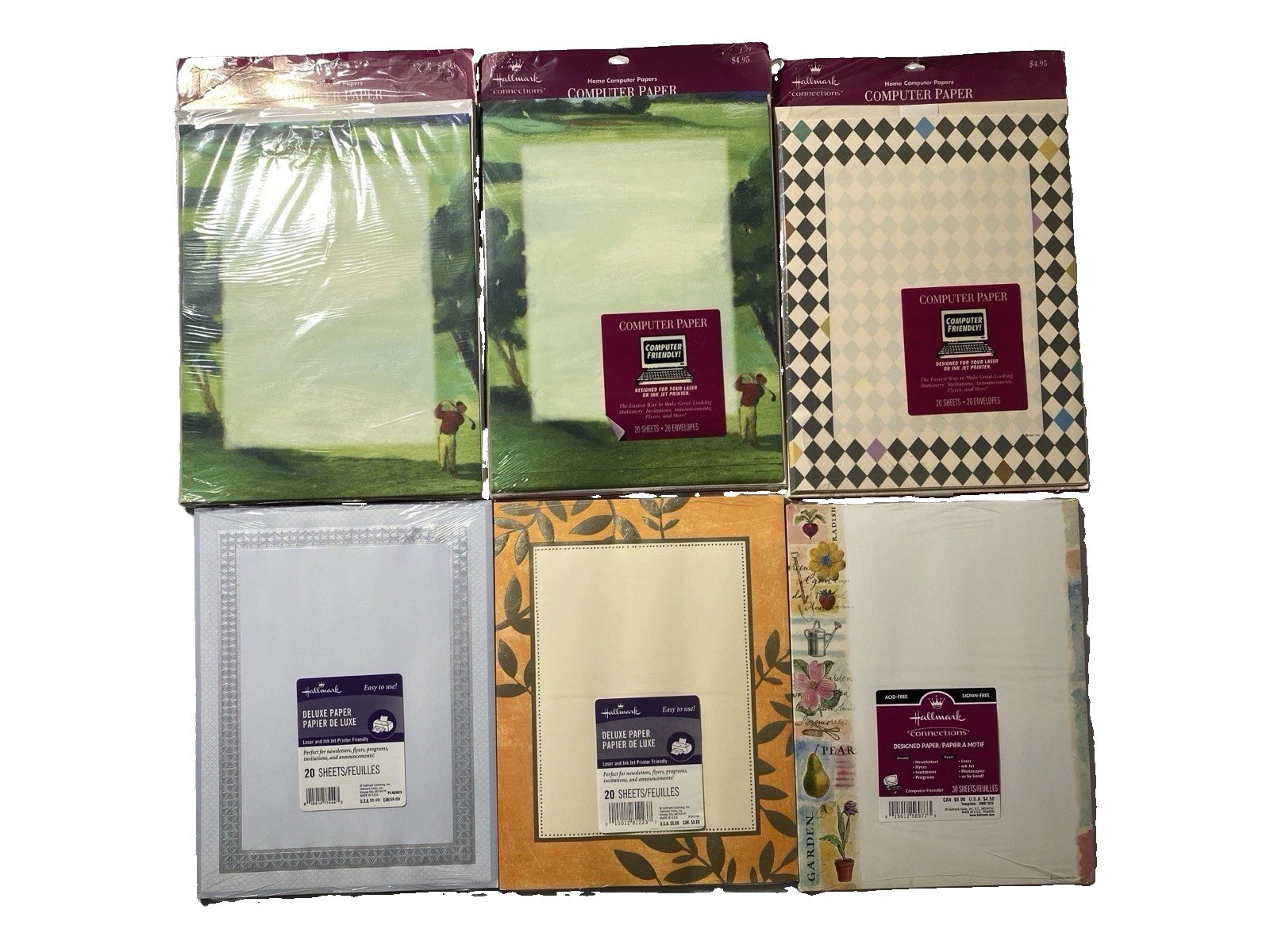 NEW Lot Of 6 - Vintage Hallmark Connections Computer Paper - 130 Sheets Total
