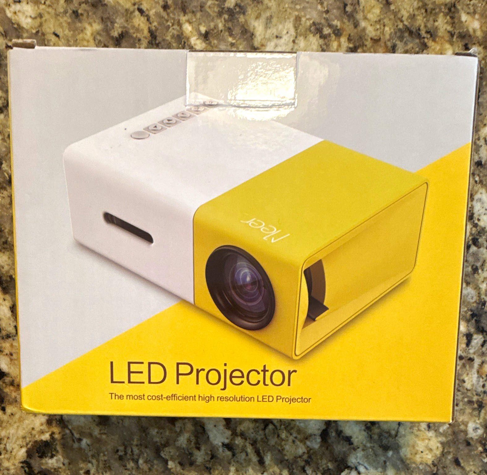 MEER Mini LCD Projector Portable HDMI USB AV Remote Yellow/White 1080p