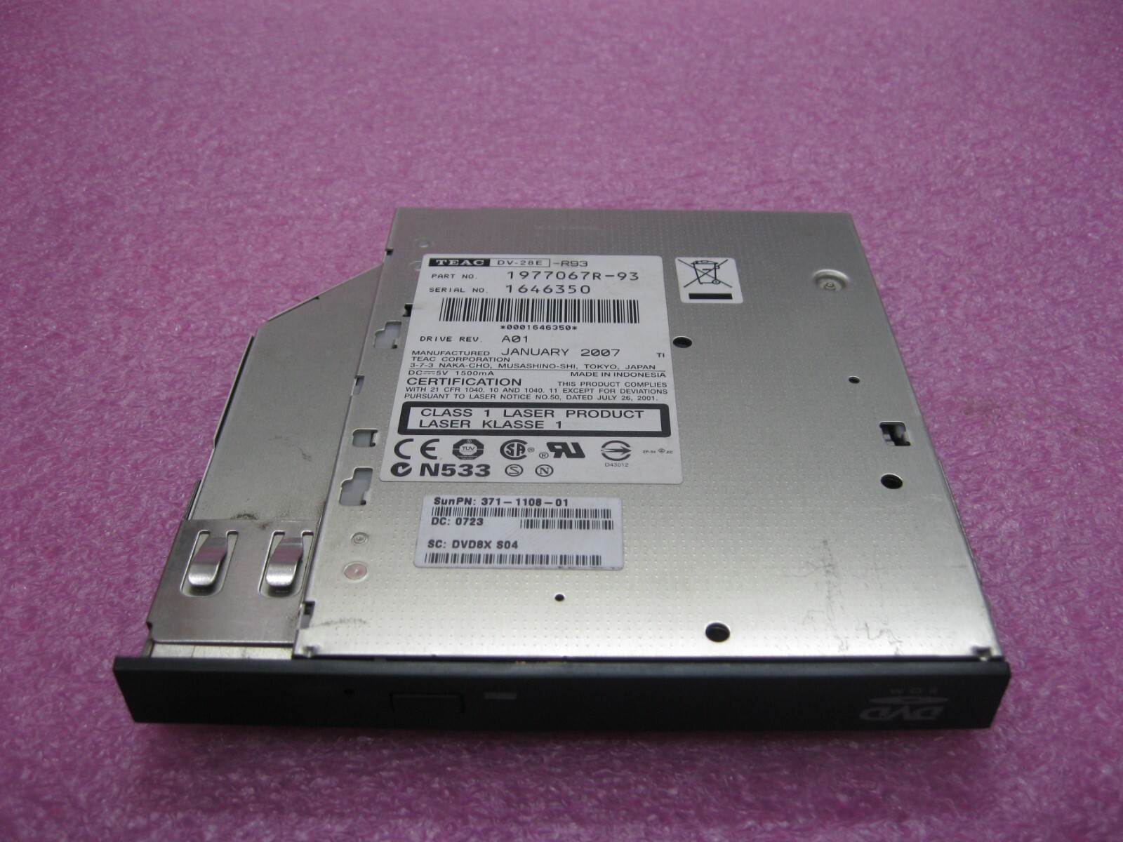 Sun 371-1108 X7410A-4  Internal 8X Slimline DVD-ROM/CD-ROM For V240 - B3603