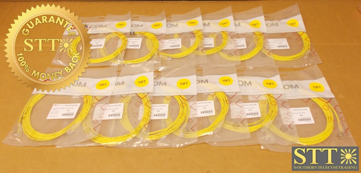 71929 FIBER STORE C6UTPSGSPVC CAT6 SNAGLESS PATCH CABLE YELLOW 10' NEW LOT OF 12