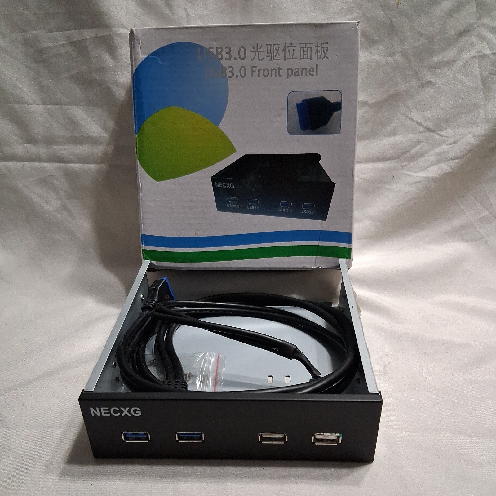 1 PC 3.5 Inch Front Panel Floppy Bay 4 Ports USB 3.0 & 2.0 HUB Expansion Adapter