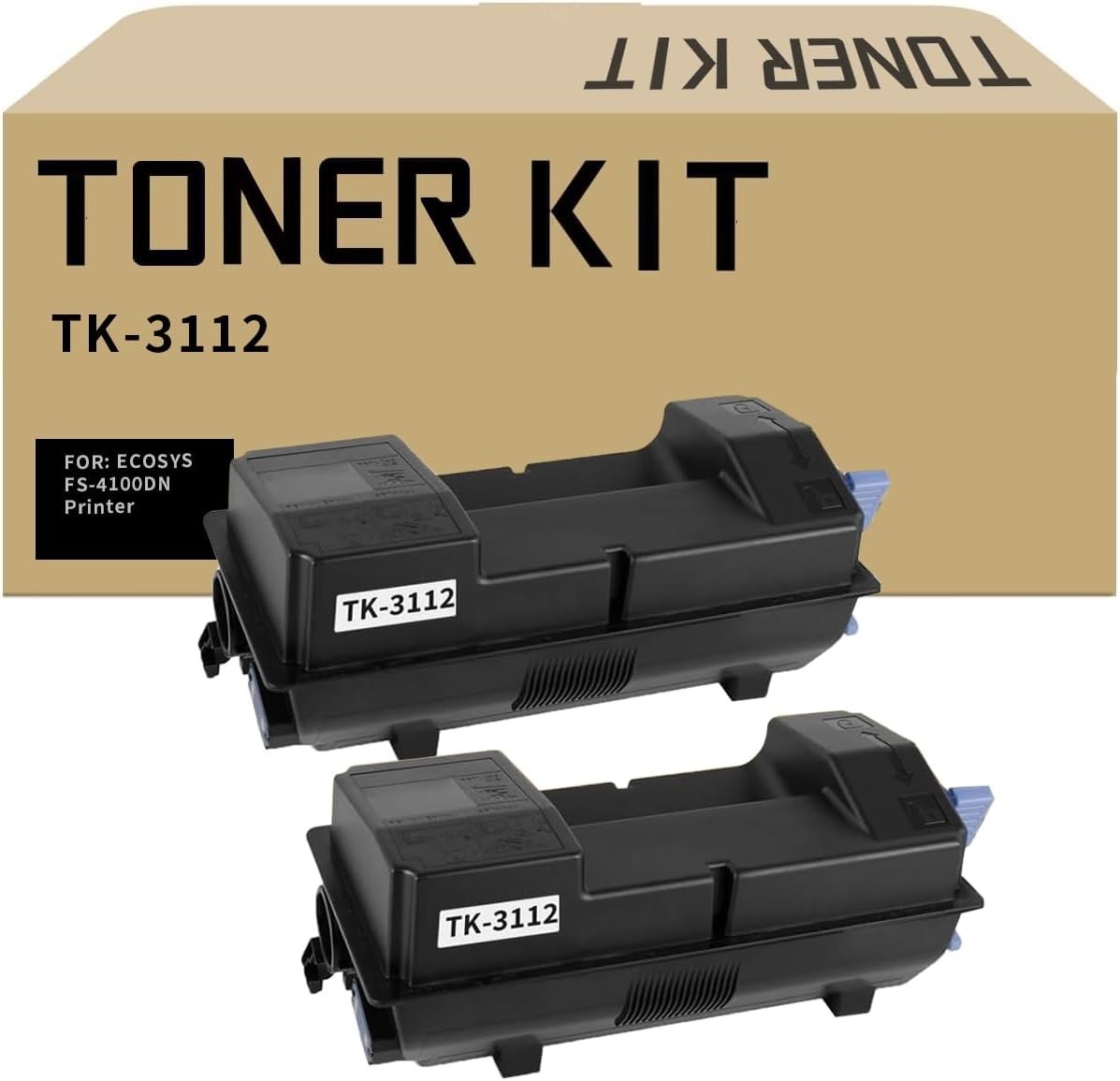 High Yield TK-3112 Black Toner Cartridges 2-Pack Kyocera FS-4100DN Printer BN