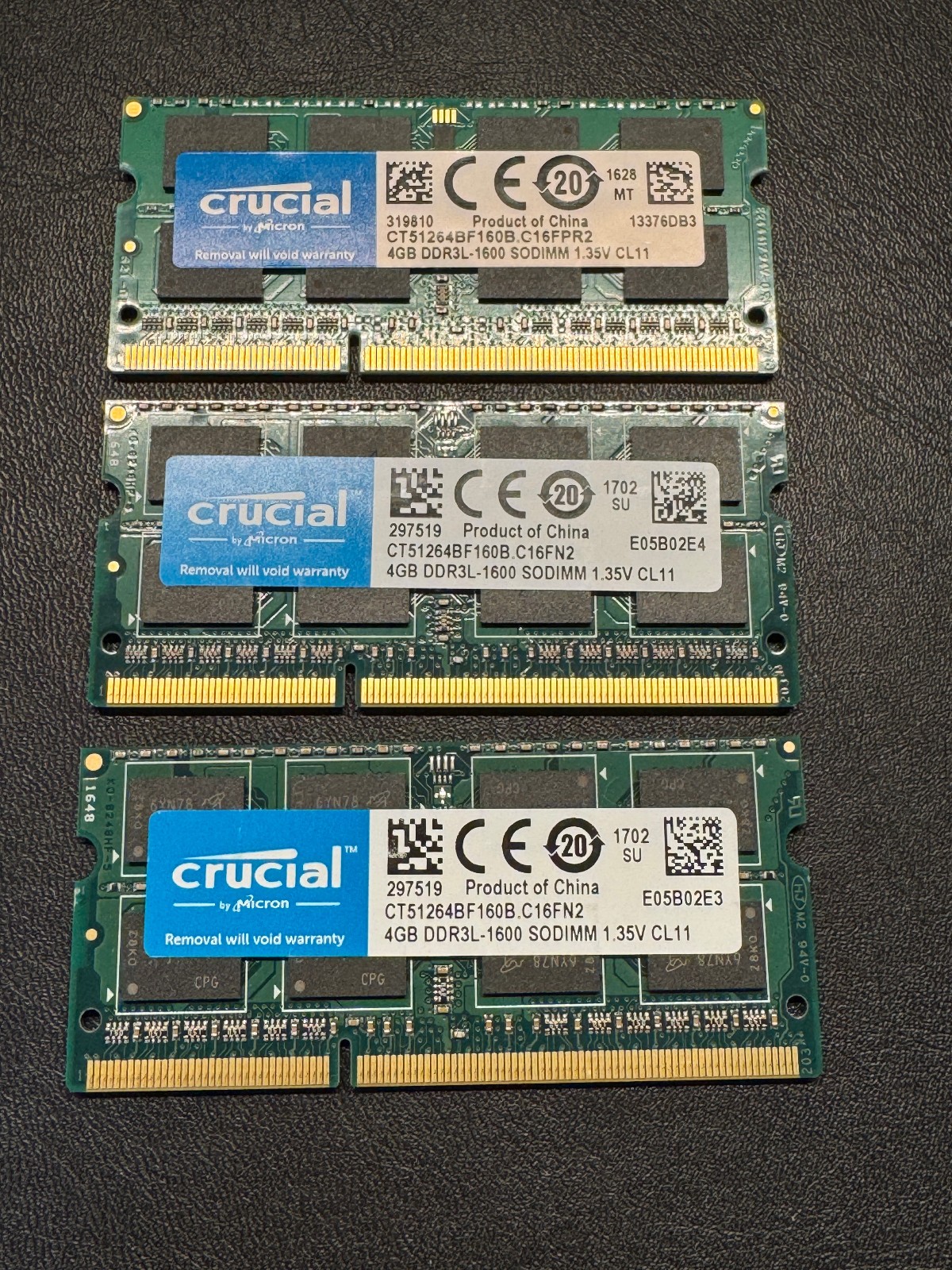 CRUCIAL 12GB (3x4GB) DDR3L-1600 SODIMM Memory RAM