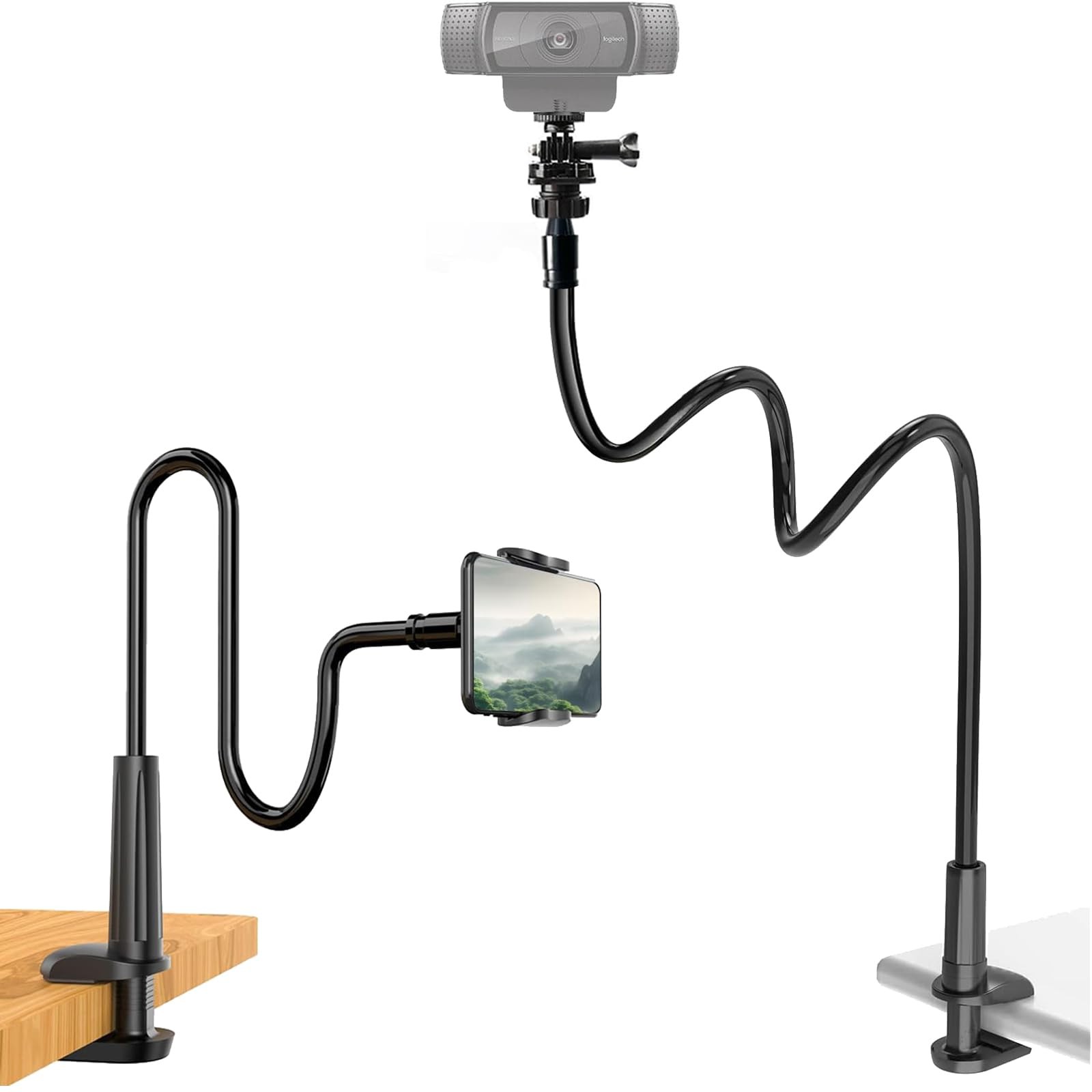 Webcam Stand for Desk, Flexible Gooseneck Webcam Mount Holder Arm with Phone ...