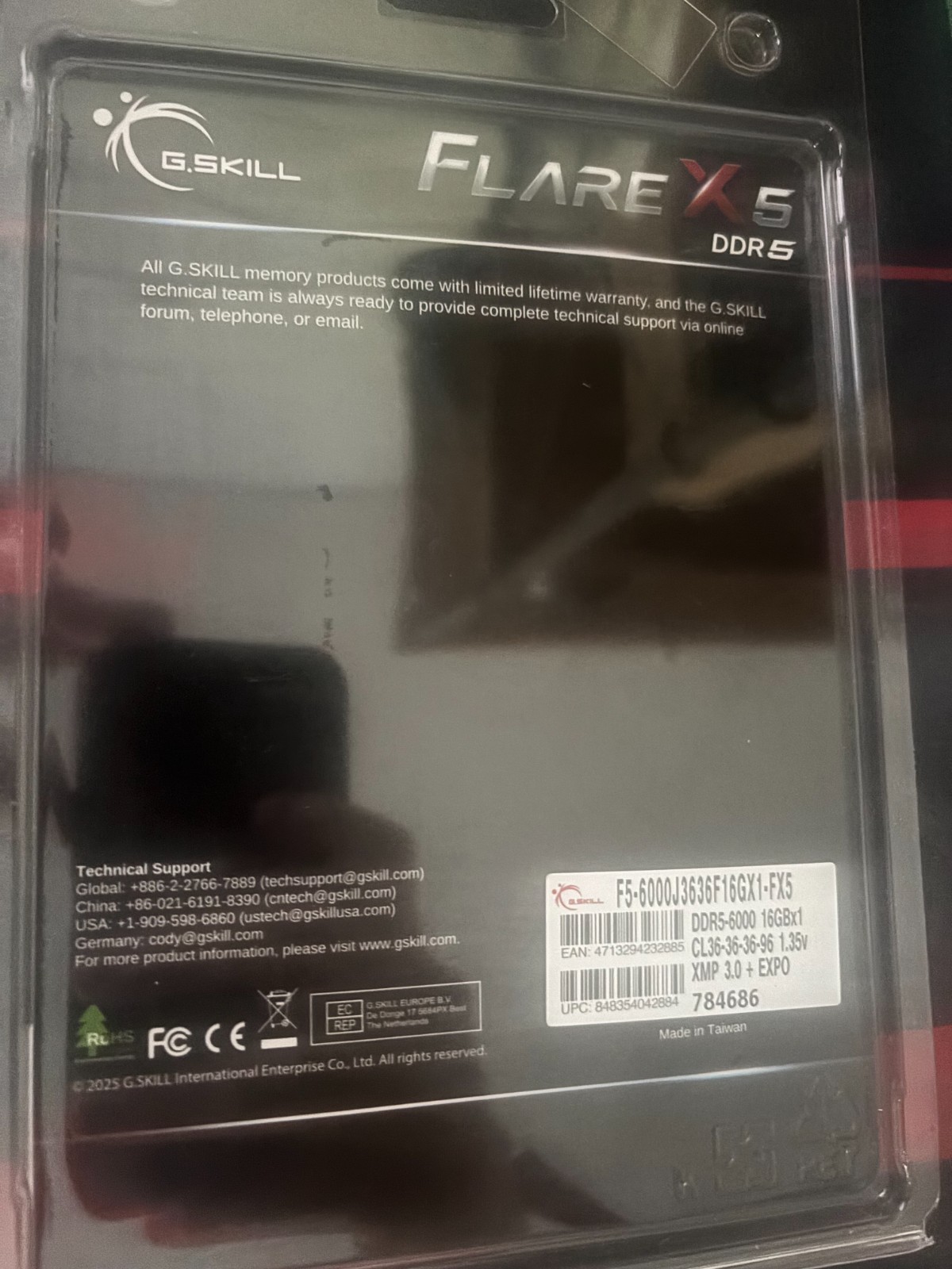16 gb ram stick G.Skill Flare x5 Brand new never opened.  DDR5-6000 XMP3.0 +expo