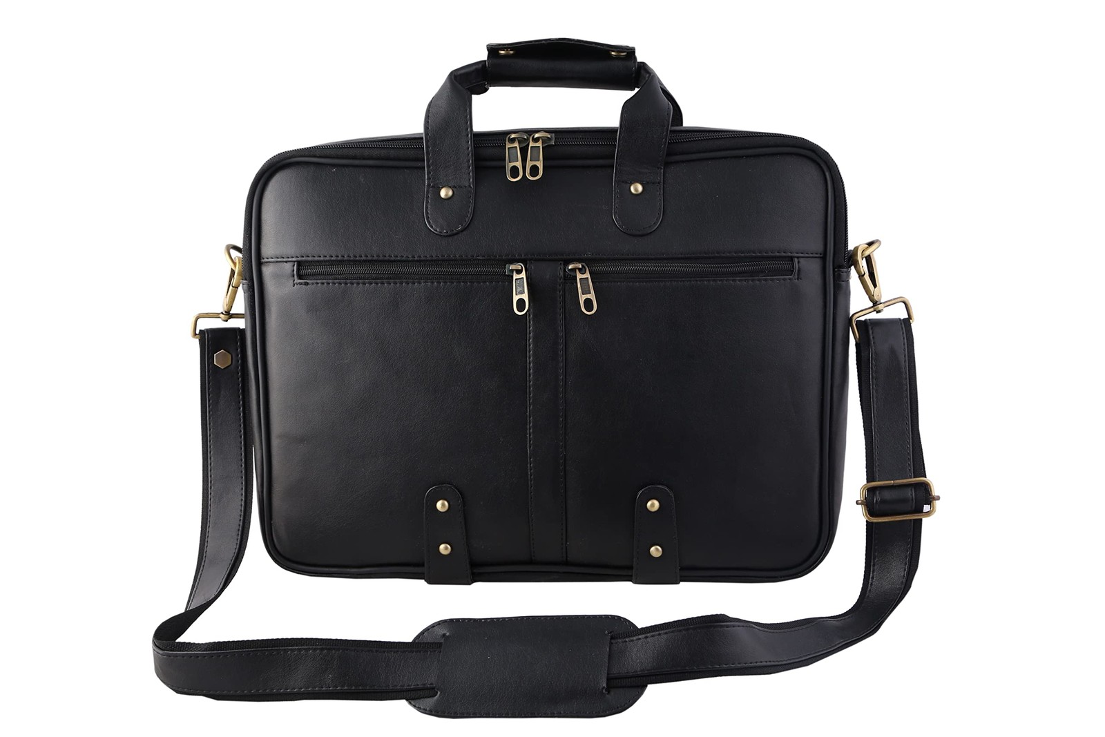 LIFESTYLE Black Faux Vegan Leather Slim Vintage Messenger Crossbody Shoulder ...