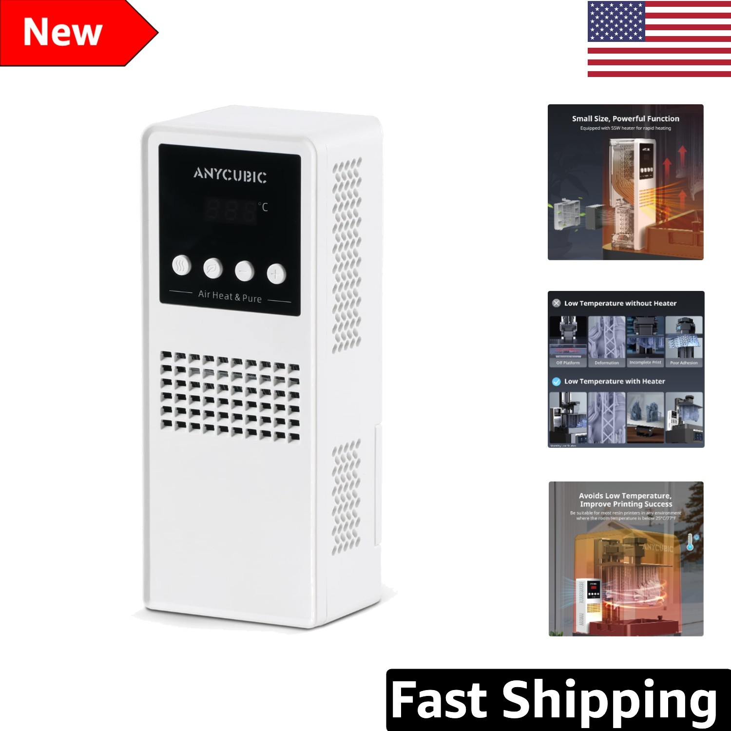Smart Temperature Control Mini Purifier & Heater for Effective Resin Printing