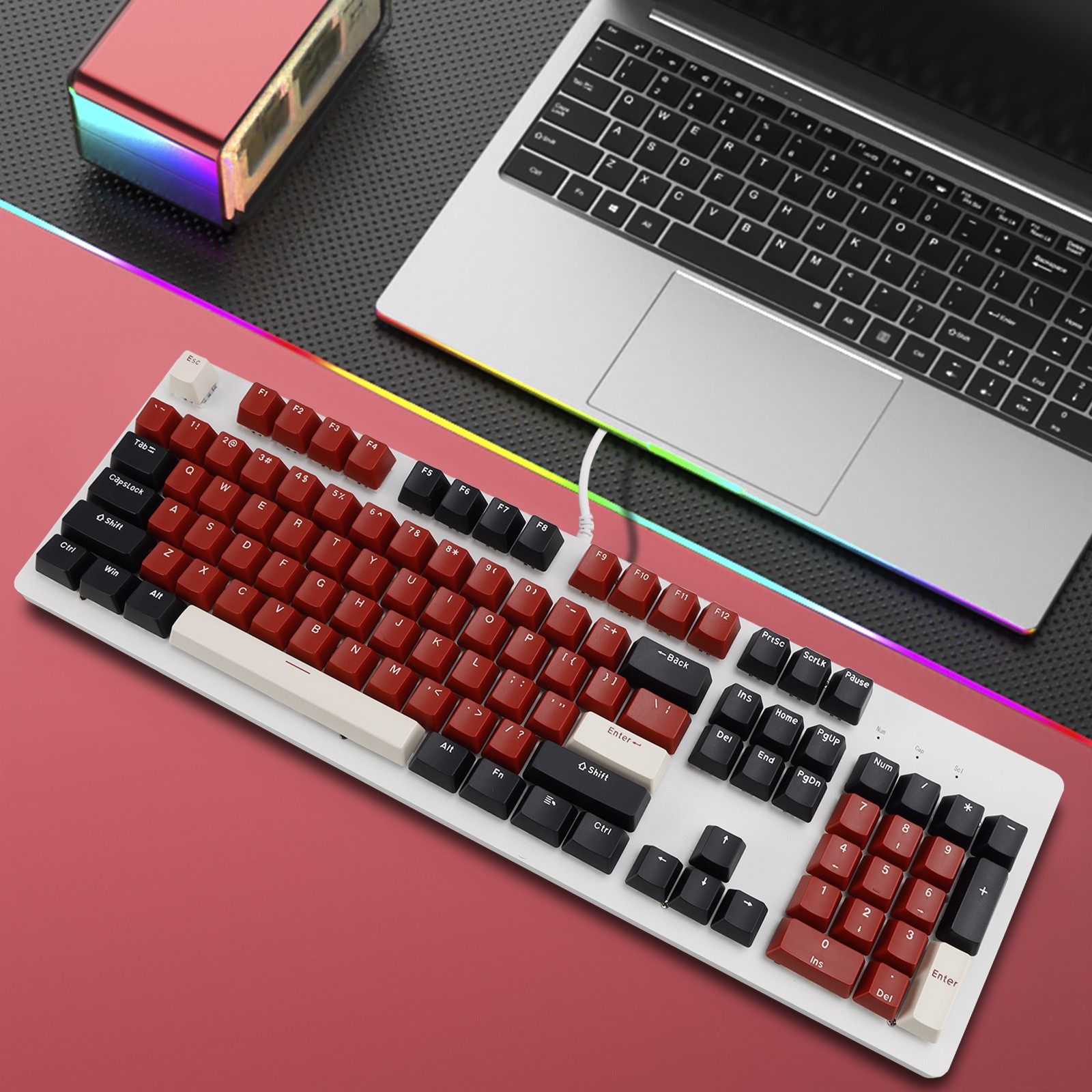 104-Key Wired Mechanical Linear Switch Gaming Keyboard Blue Switch Customizable✨