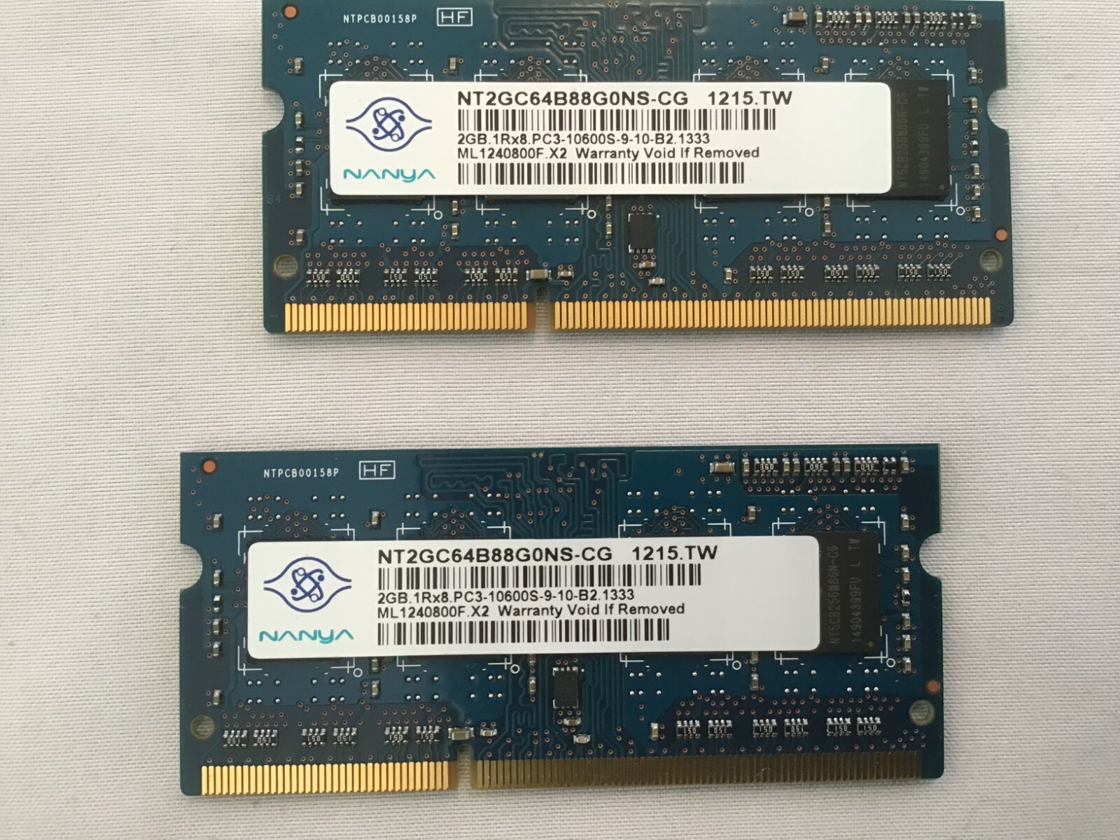 USED Nanya 4GB (2 x 2GB) PC3-10600S 1Rx8 Laptop Memory Ram NT2GC64B88G0NS-CG