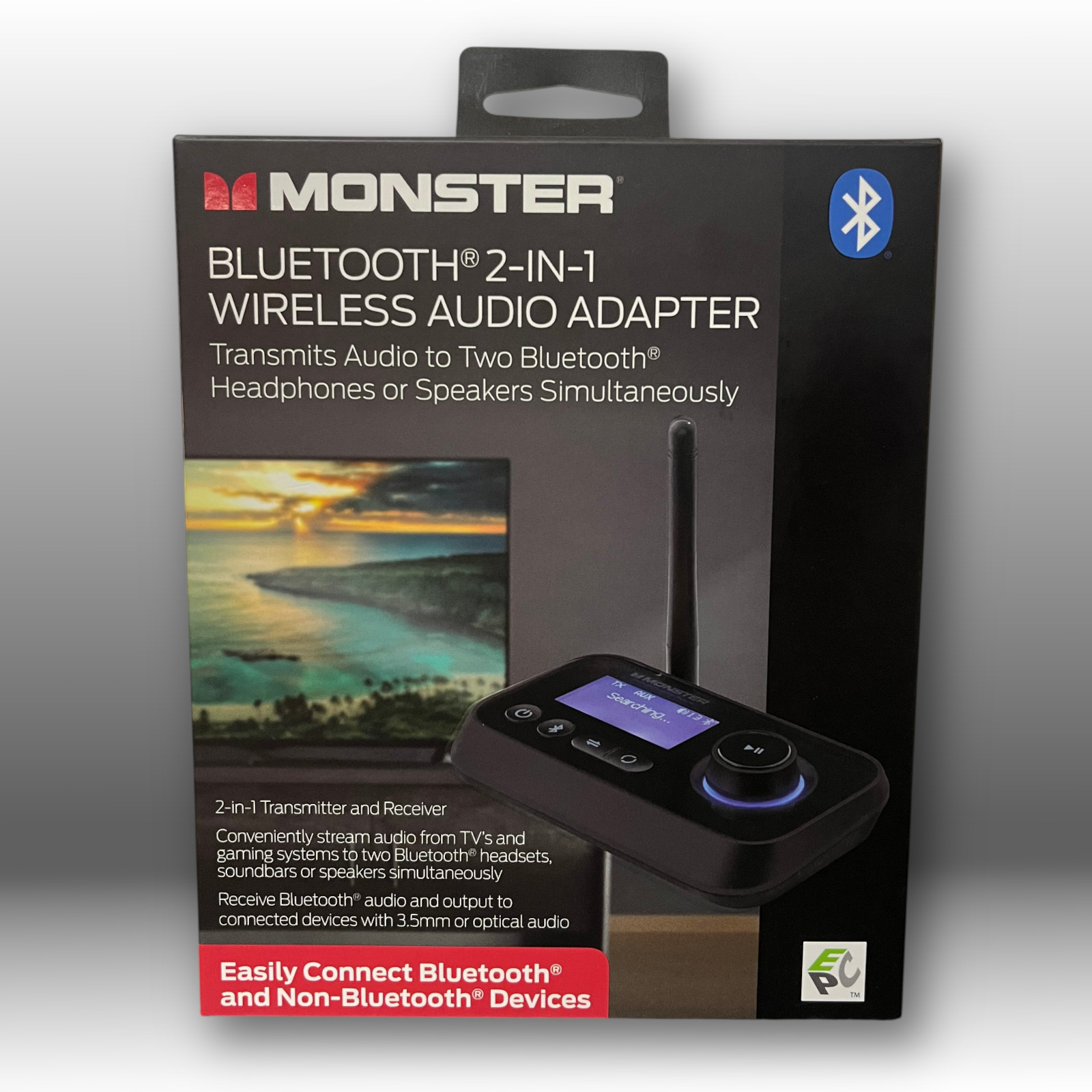 Monster Bluetooth 2 In 1 Wireless Audio Adapter - Black New in Box Sealed