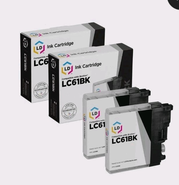 LD Products LC61BK Compatible Brother Black Printer Ink 2 Pack New Sealed