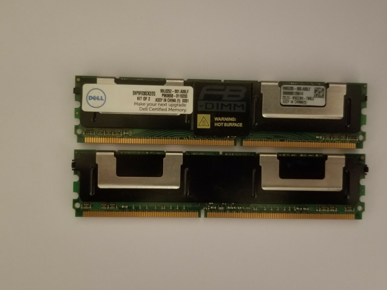 2GB (1GBx2) SNP9F030CK2/2G DELL 2GB PC2-5300 667 MHz DDR2 MEMORY KIT FB-Dimm
