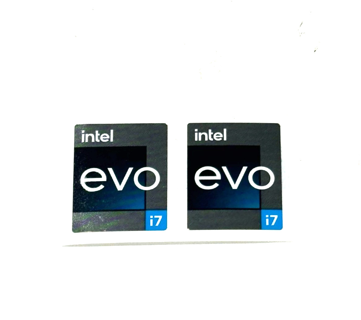 2Pcs Intel Evo i7 Sticker Label Case Badge Decal 18mm x 22mm