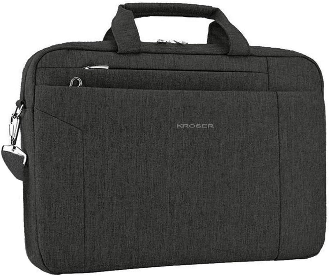 15.6 Inch Water-Repellent Laptop Briefcase Shoulder Bag for Business Travel, Bla