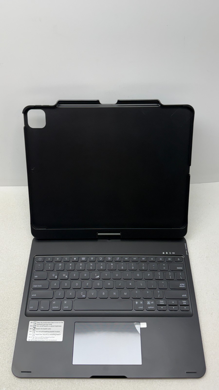 doqo 360 Swivel Keyboard Case For iPad Pro 12.9 Air 13 M2 Trackpad Backlit Black