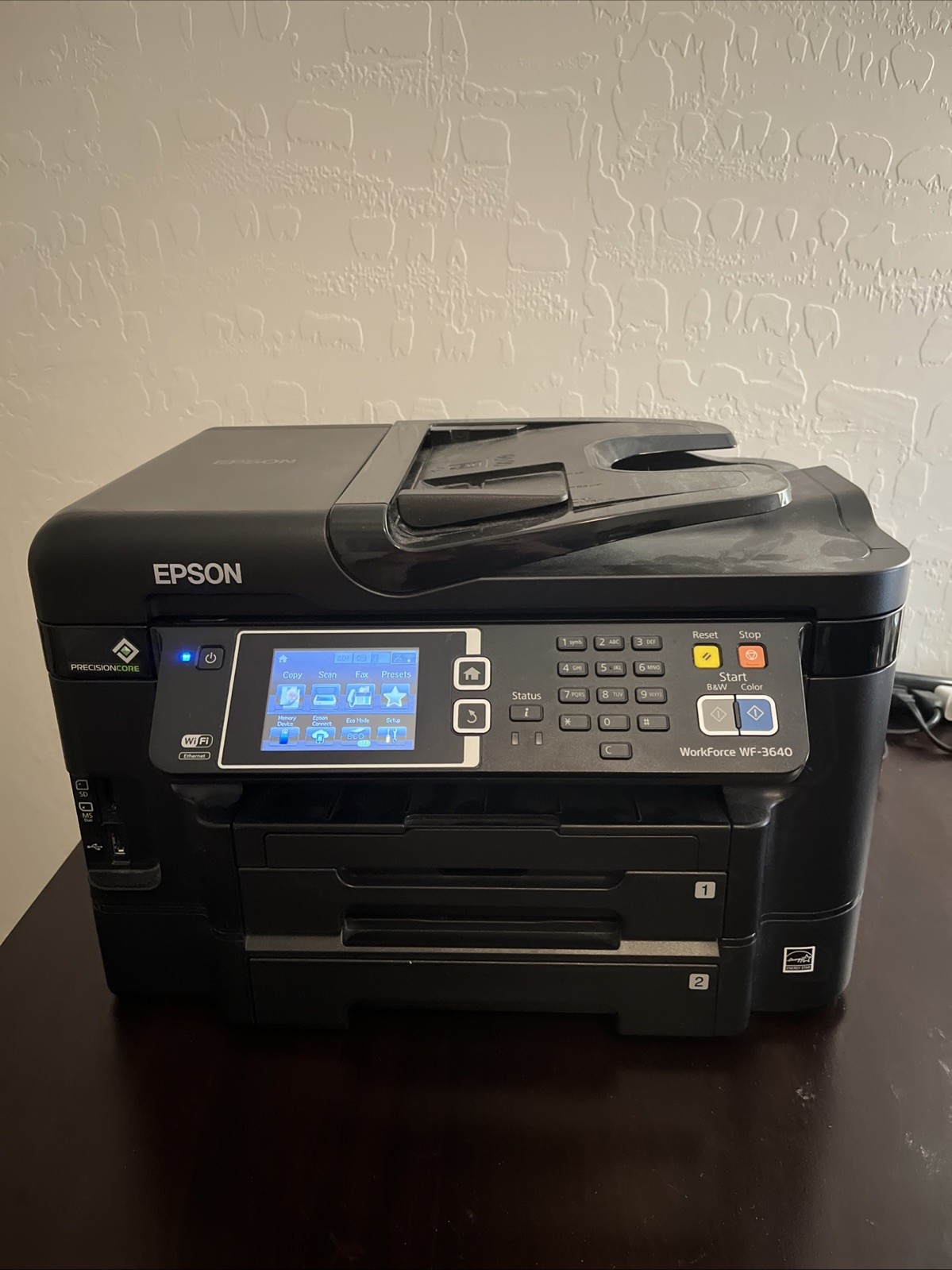 Epson WorkForce WF-3640 All-In-One Inkjet Printer Ink is Full. READ DESCRIPTION