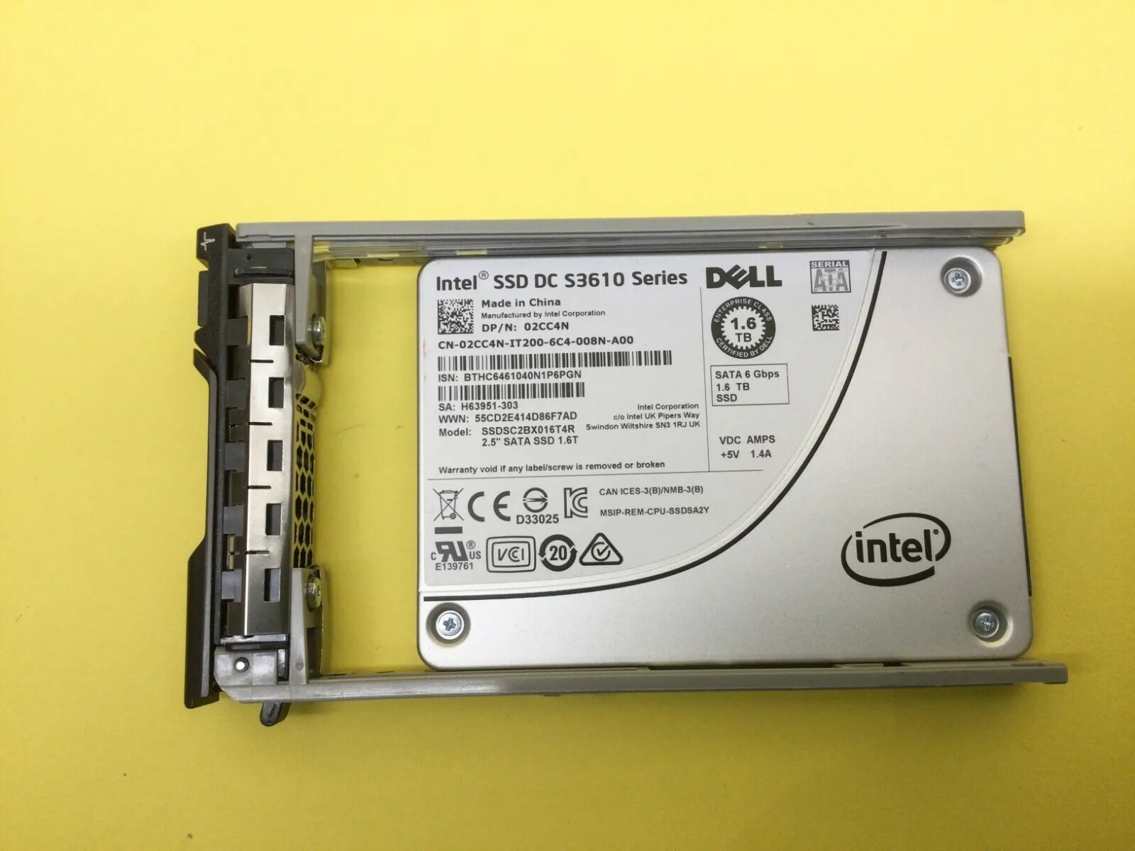 NEW Dell 2CC4N INTEL DC S3610 1.6TB SATA 6Gb/s 2.5in SSD SSDSC2BX016T4R 02CC4N