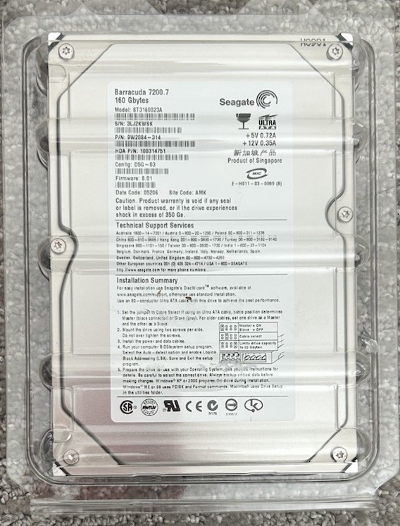 Barracuda Hard Drive 7200.7 160 Gbytes New Unused