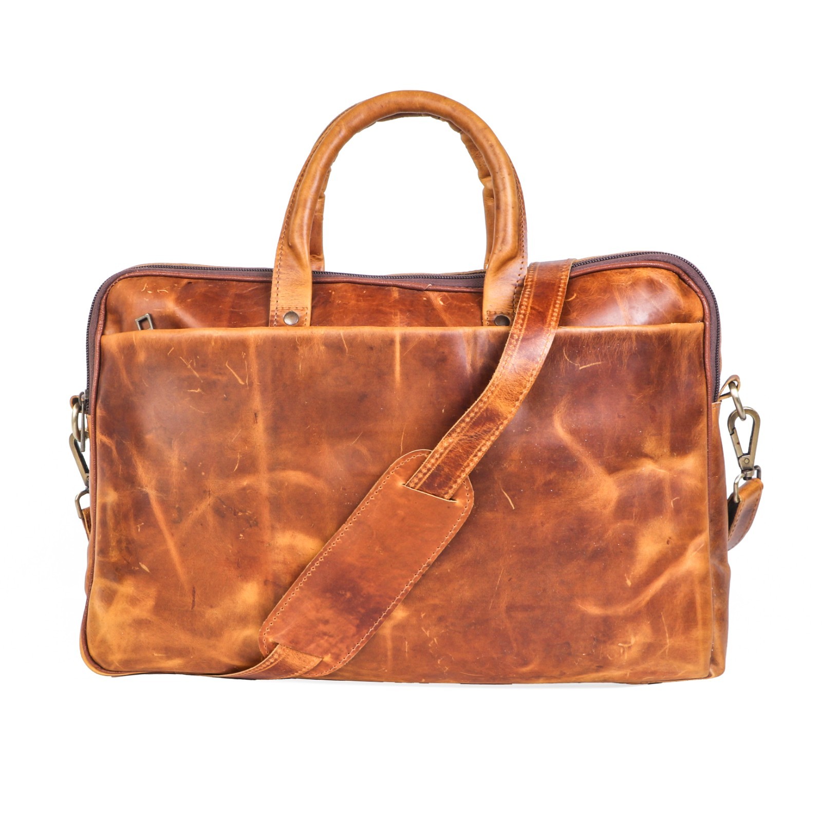 Vintage Genuine Leather Laptop Messenger Bag Briefcase – Handmade – Rustic Brown