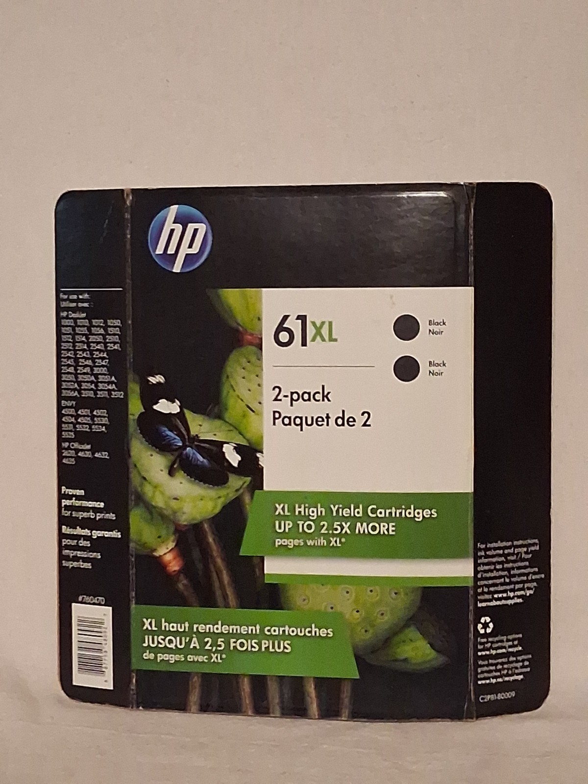 Genuine Set 2-pack HP 61XL Black/Noir CARTRIDGES DeskJet *NEW SEALED* 2019