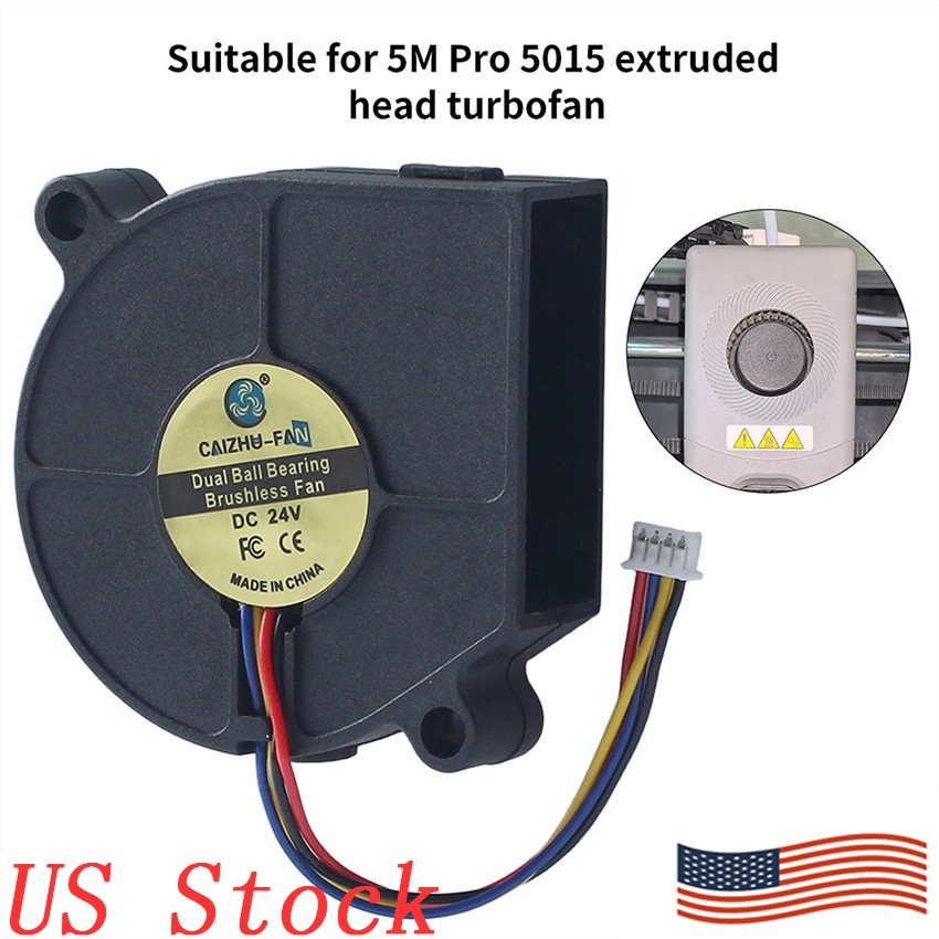 24V Extrusion Head Cooling Fan Dual Ball Cooling Fan 3D Printer for 5M Pro 5015