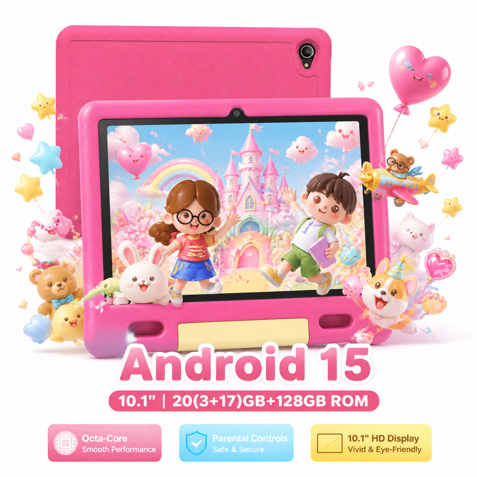 2026 New Kids Tablet Android 15 Wifi 5G 20GB+128GB ROM HD GMS With Shockproof