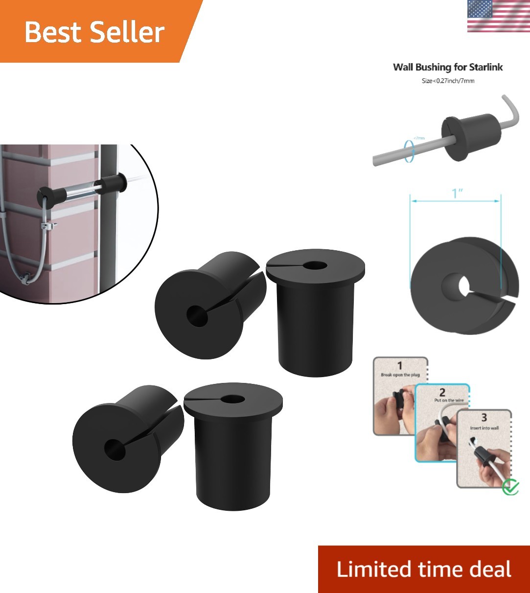 4PCS wall bushing grommet for starlink dishy starlink wall bushing-4PCS