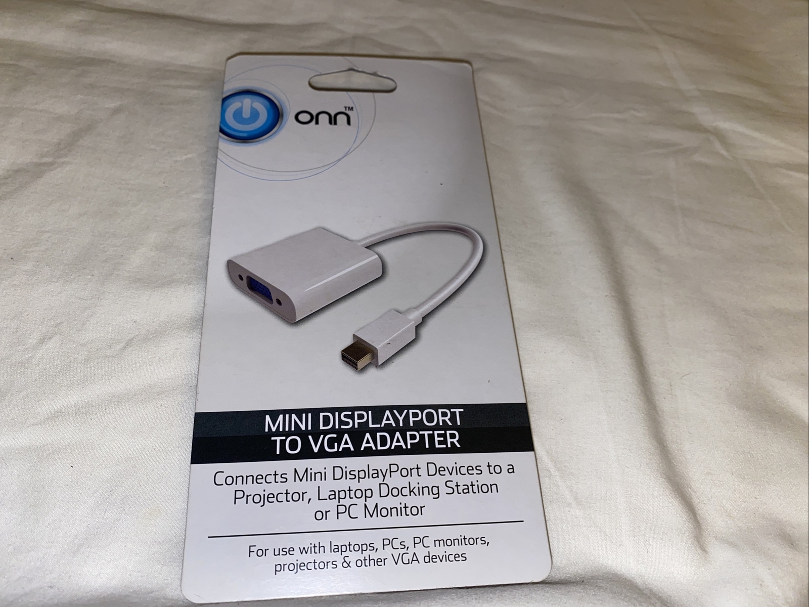 ONN ONA17AV052 Mini DisplayPort to VGA Adapter Mini DP to VGA Display White