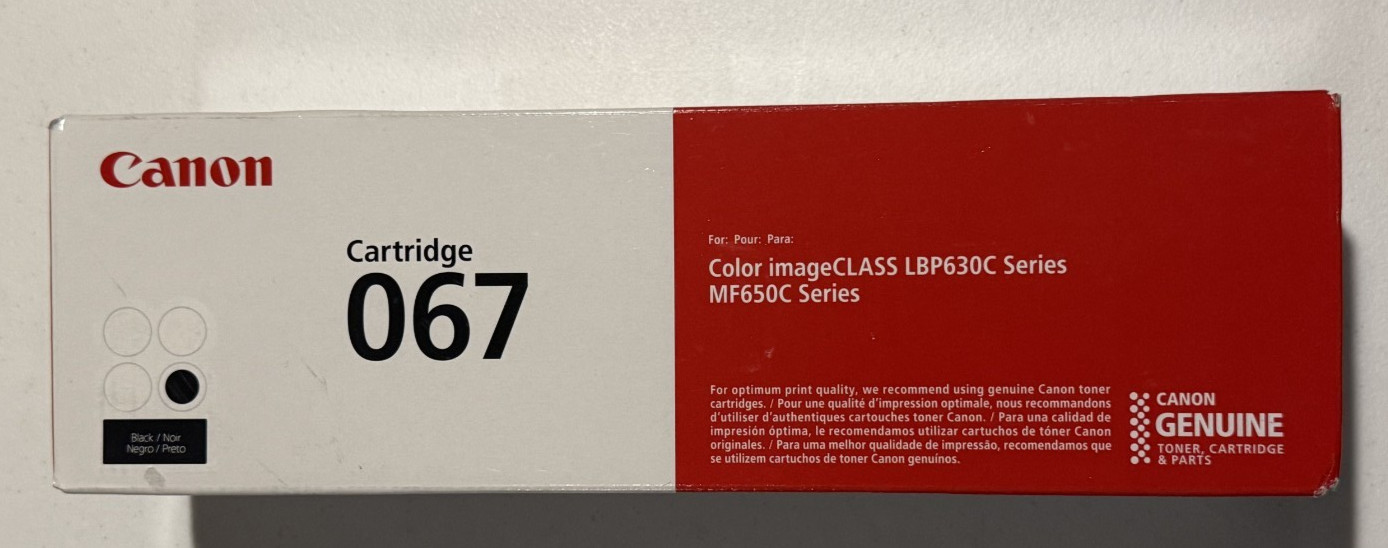 Canon 067 Black Toner Cartridge 5102C001 Genuine Original OEM - NEW