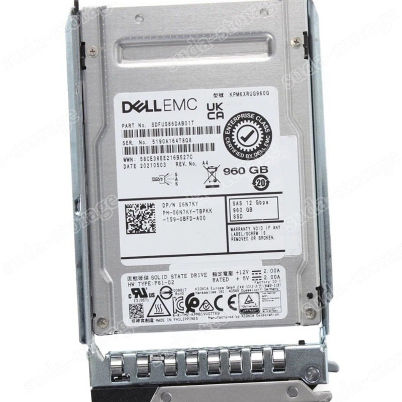 1PCS New 6N7KY 06N7KY Dell EMC 960GB 12Gbps SAS RI TLC 2.5'' SSD 14/15/16G KIT