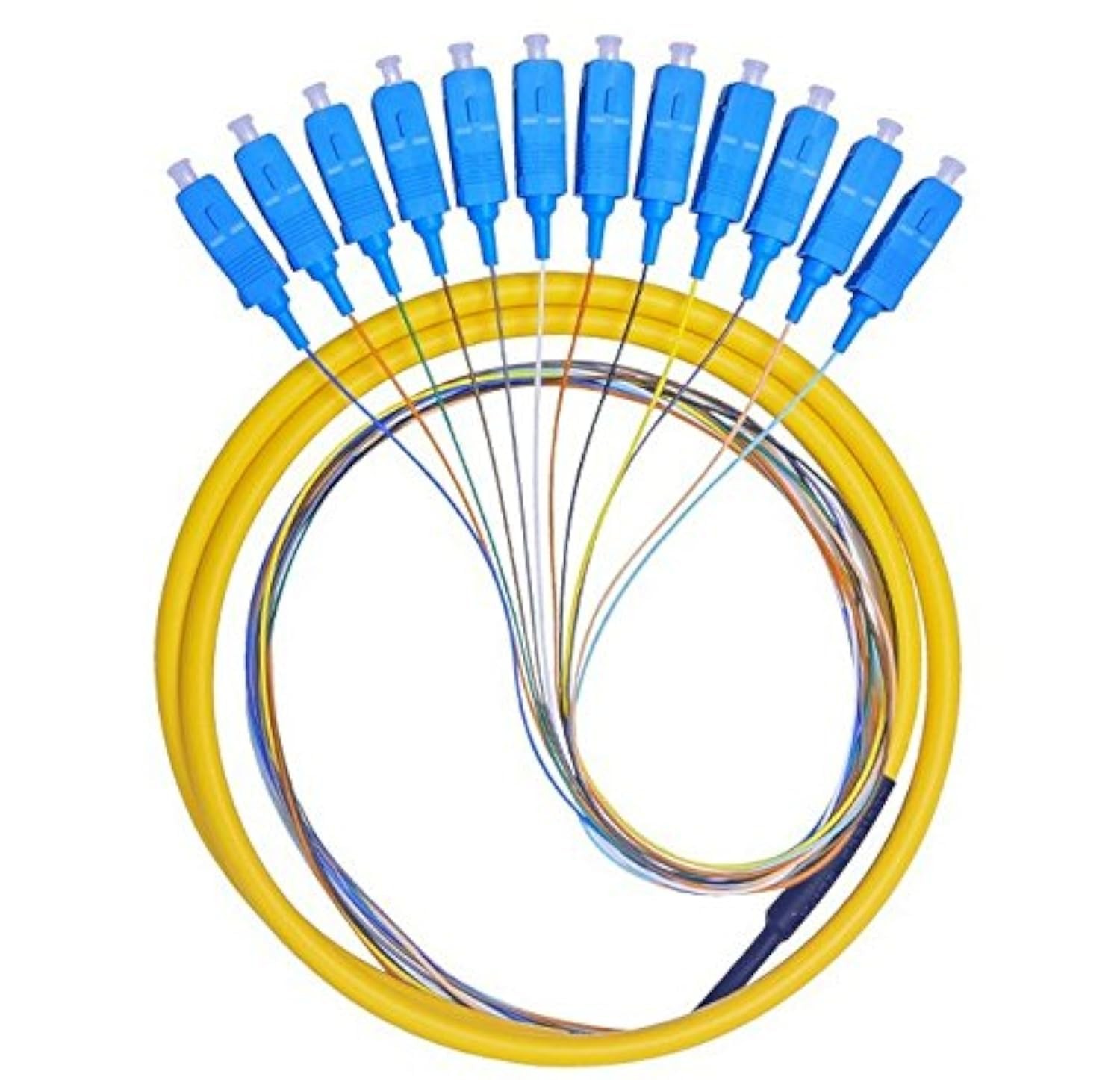 12 Fibers SC Single Mode Color Coded Fiber Optic Pigtail Cable Jumper