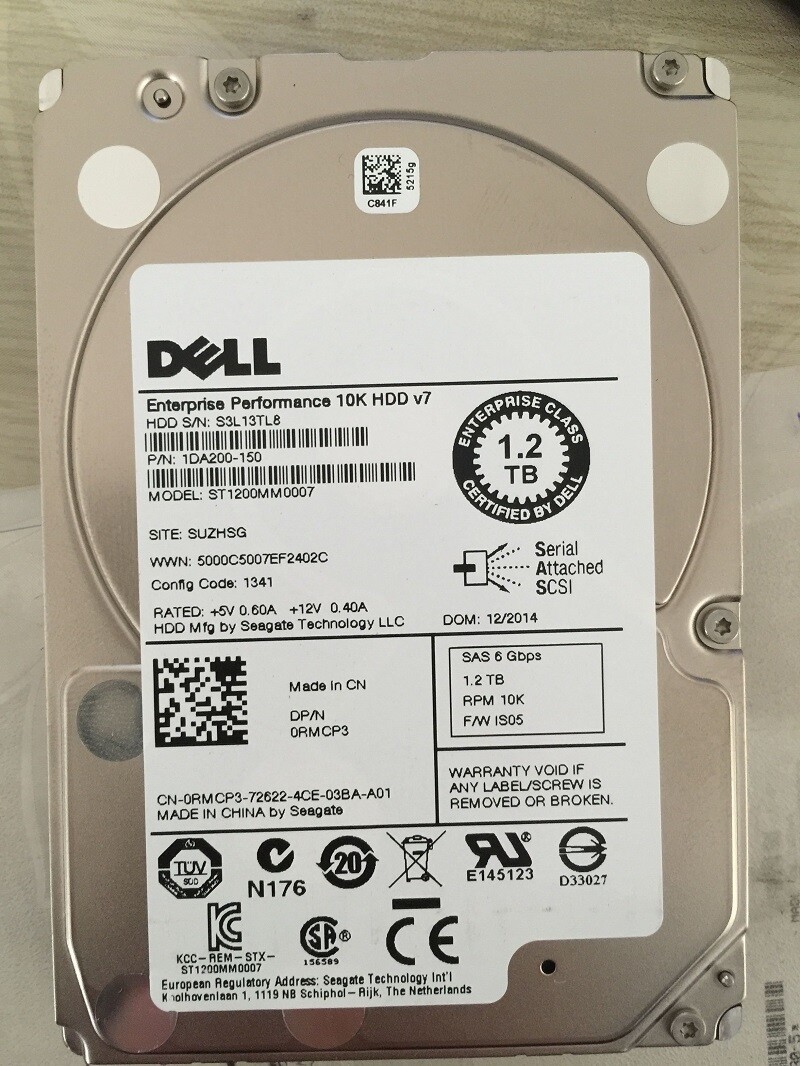 DELL RMCP3 ST1200MM0007 1.2TB 10K SAS 6GB/s 64MB 2.5" HARD DRIVE 0RMCP3