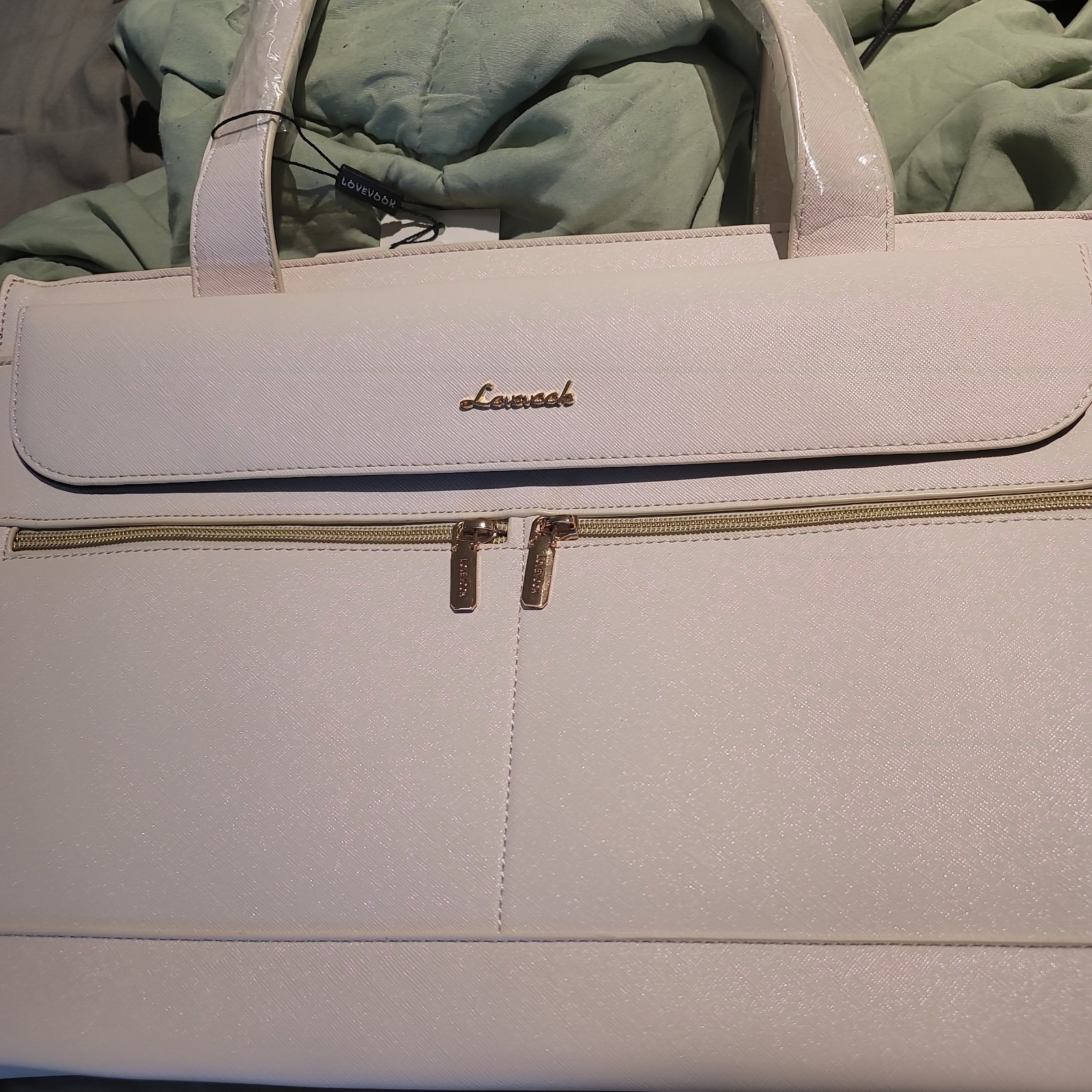Cream Off White Laptop Bag Women X-LARGE Tote Business Purse Carryall handbag 