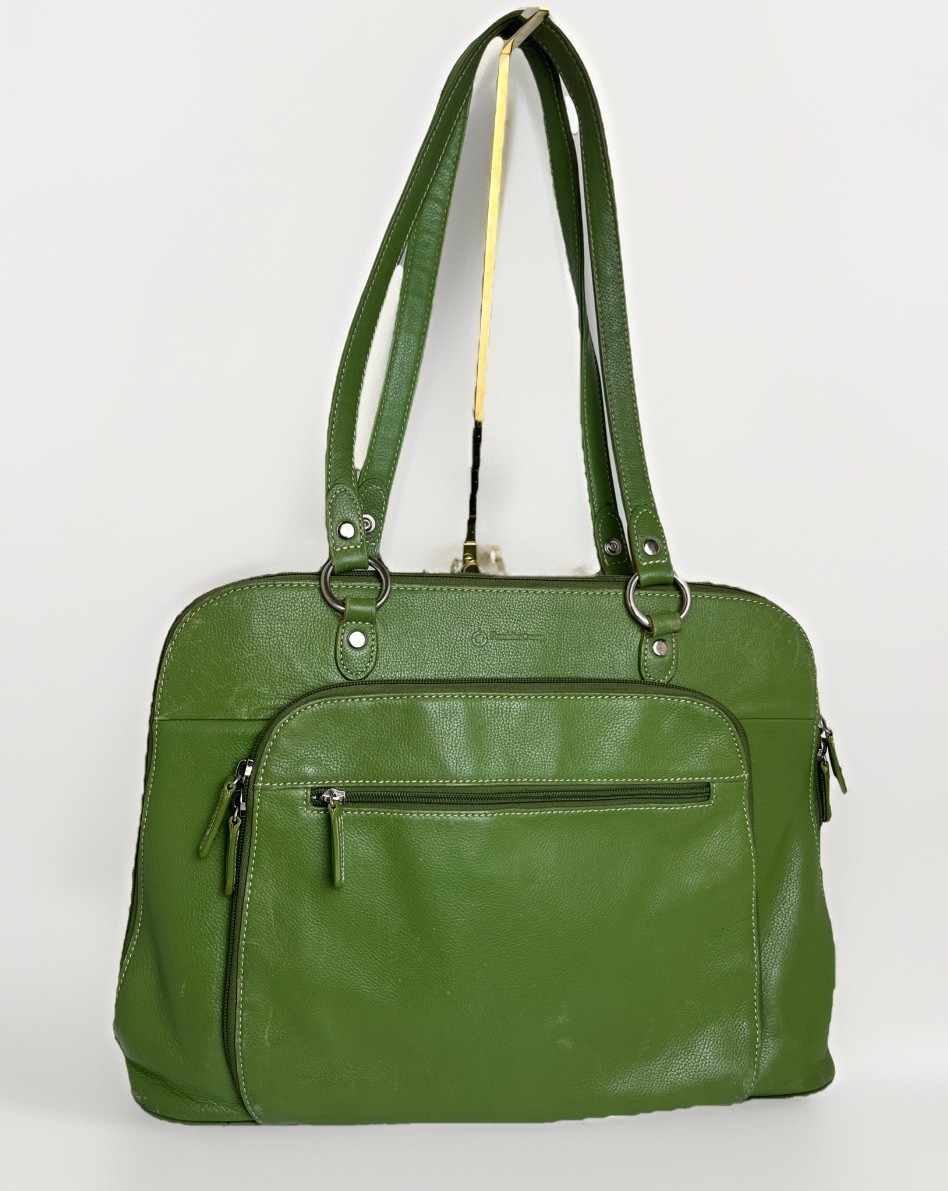 Vintage Franklin Covey Green Pebble Leather 15” Laptop Bag