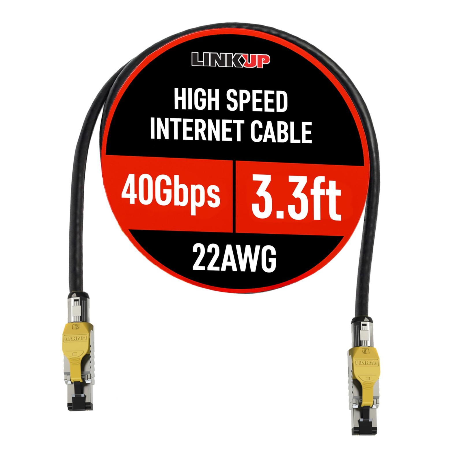 LINKUP Cat 8 Ethernet Cable | Long Internet Cord | High Speed 3.3ft, Black 