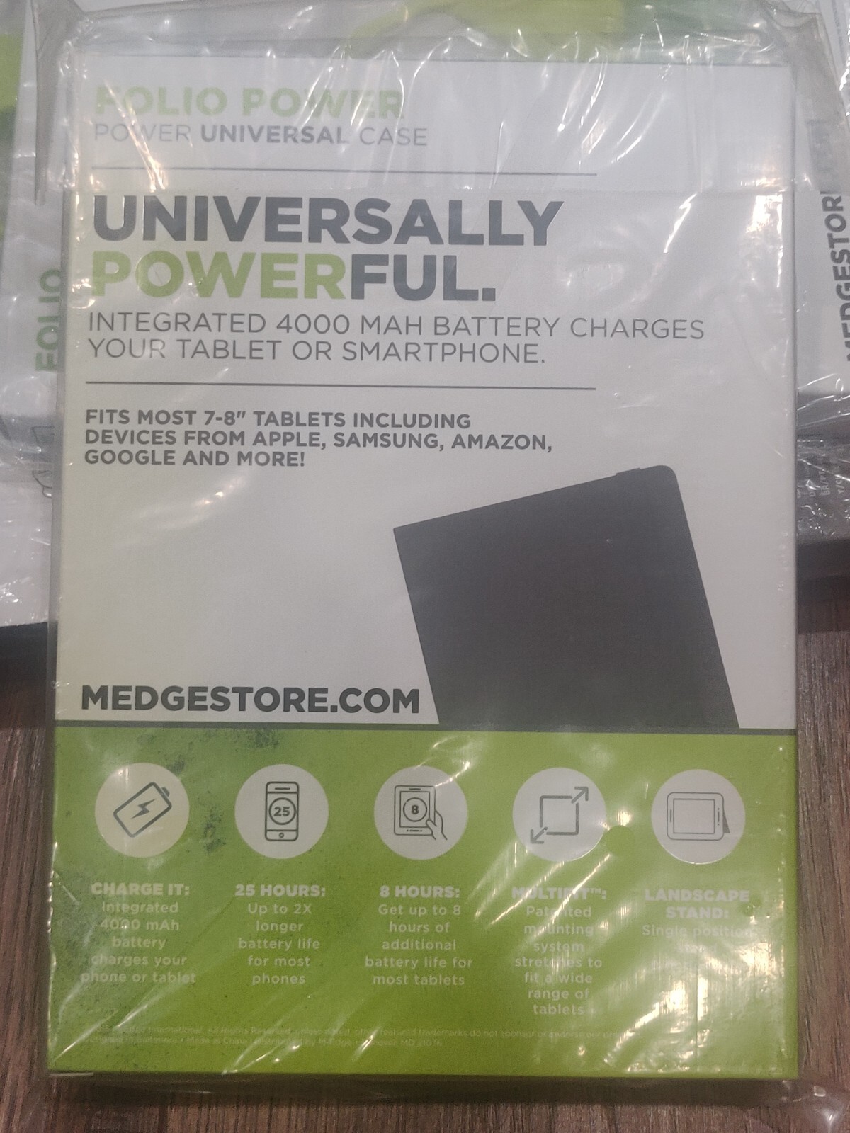 Brand New Folio Power Universal Case for 7-8" Tablets Landscape Stand MEdge