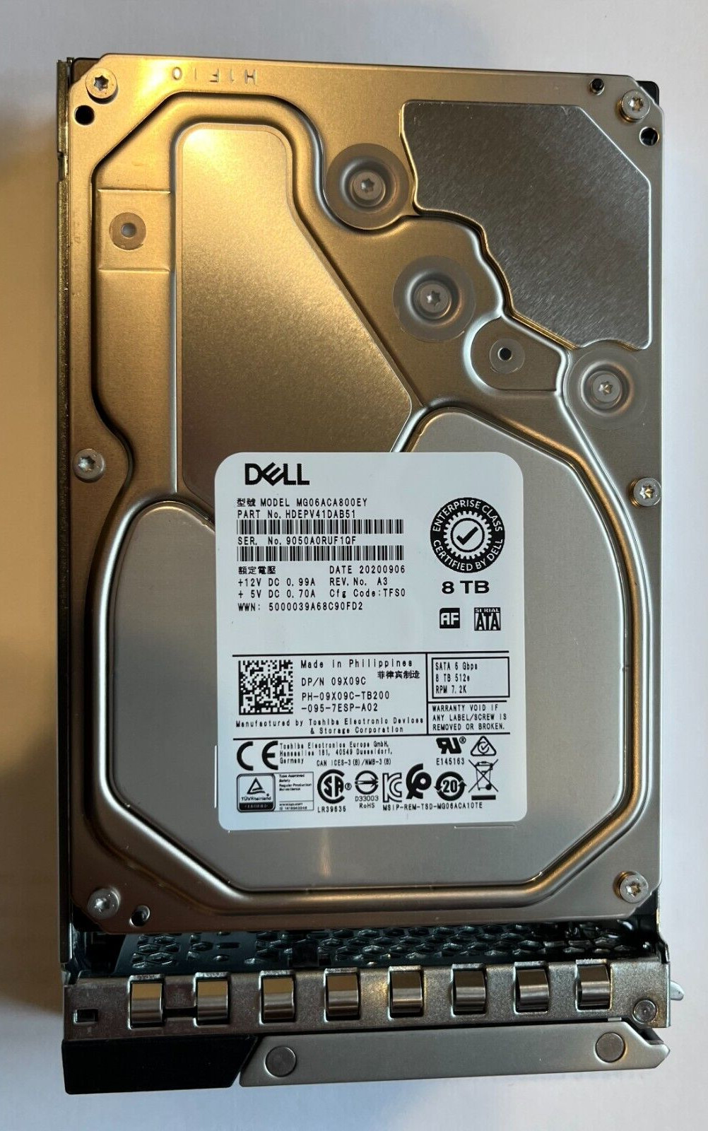 9X09C DELL Toshiba 8TB 7.2K SATA 6Gb/s 3.5" 512e HDD 09X09C MG06ACA800EY