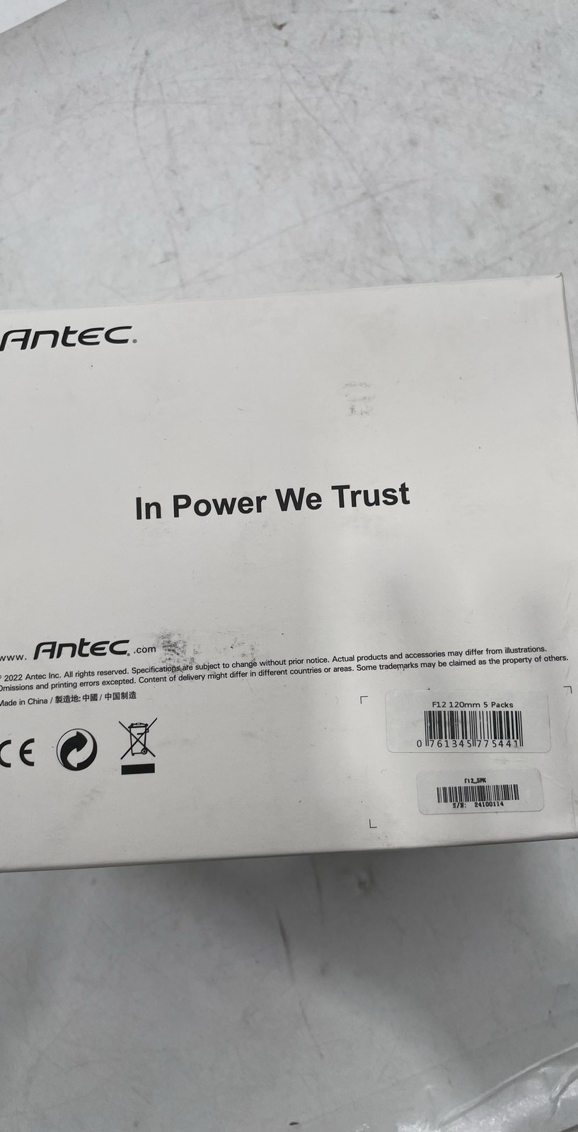 ANTEC F12 5 Pack 120MM S/N 24100114 Case Fan Black