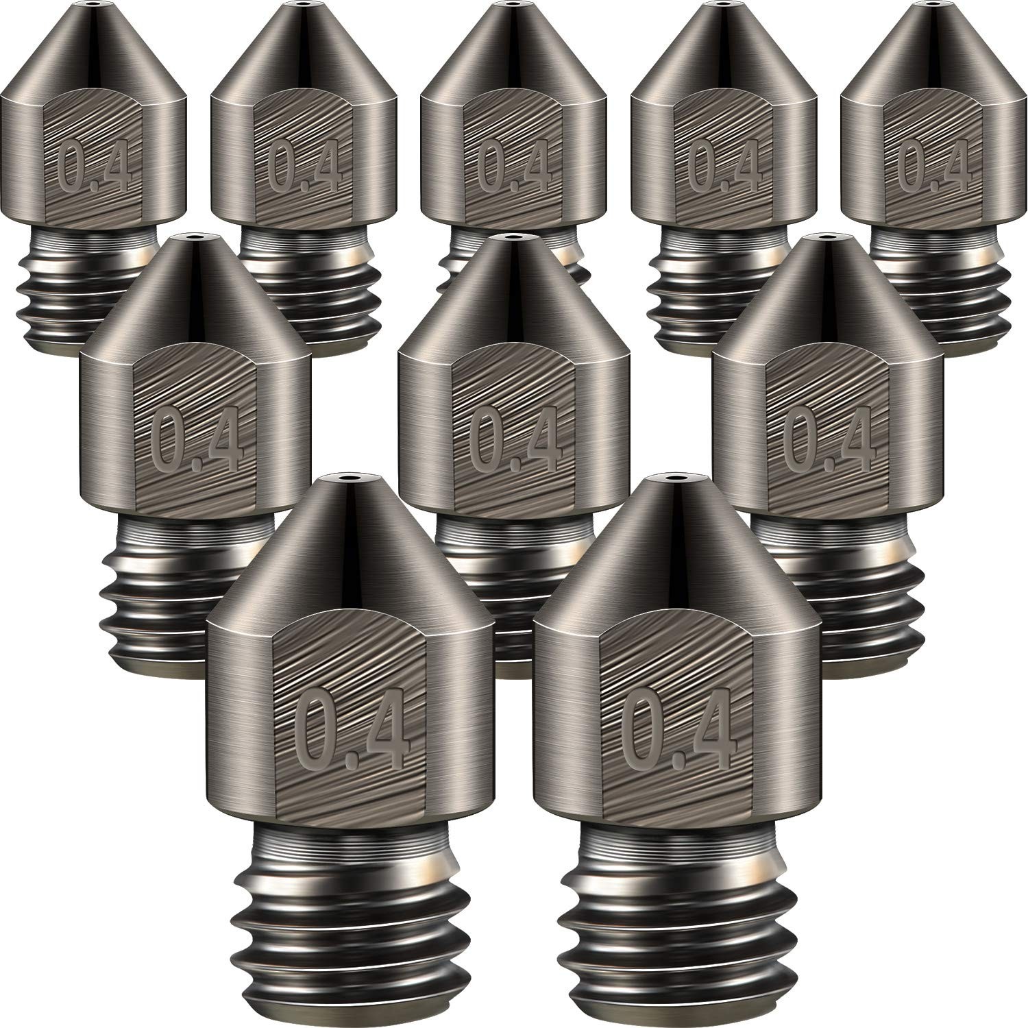 Mudder 10 Pieces Hardened Steel Nozzle 0.4 Mm/ 1.75 mm 3D Printer Mk8... 