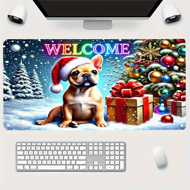 Winter Joy French Bulldog Christmas Mouse Pad | Extra-Large Desk Mat, Exquisit