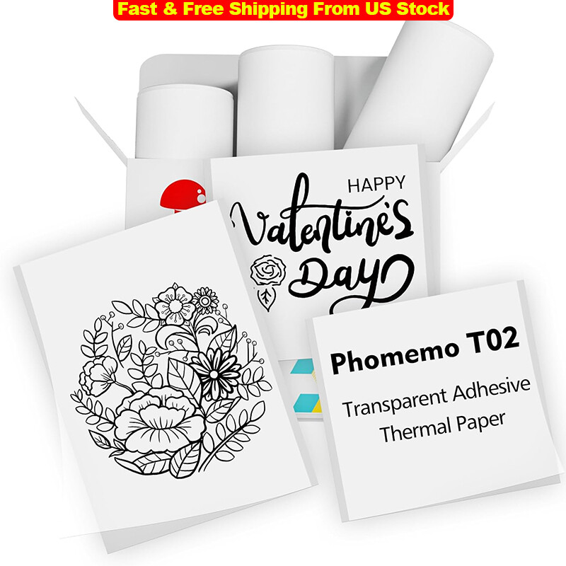 Transparent Adhesive Thermal Paper Sticker Paper Printer Label for Phomemo T02