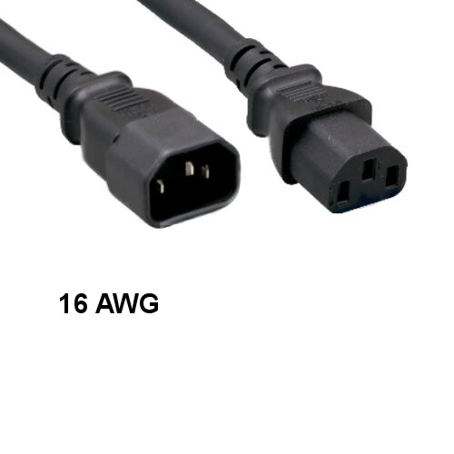 Kentek 6' ft 16 AWG Standard Power Extension Cord IEC-60320 C13 to C14 13A/250V