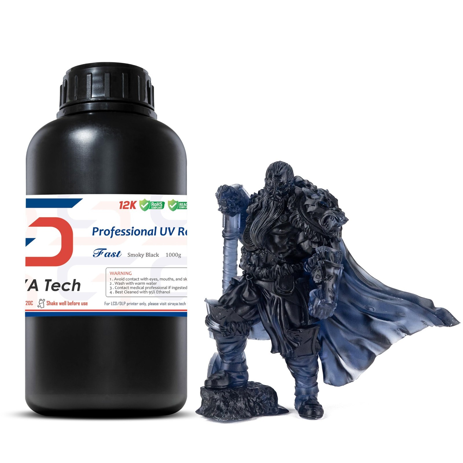 High Precision 3D Printer Resin 405nm UV-Curing, Non-Brittle, LCD DLP, 8K, Smoky