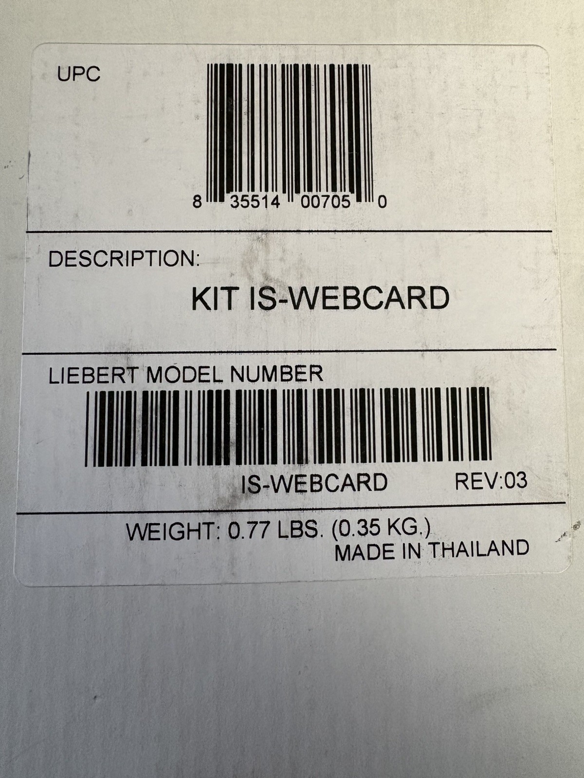 New Sealed Emerson Liebert Intellislot  KIT IS-WEBCARD  REV 03 416791G  Thailand